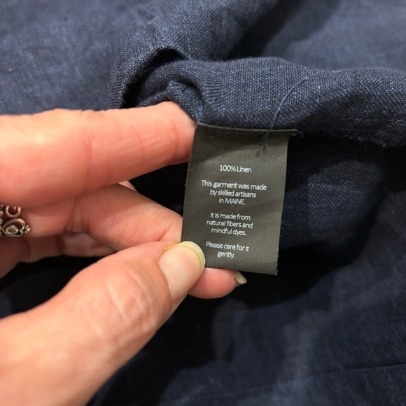 Studio 412 Linen Dress size small navy blue 3/4 sleeves pockets - Picture 8 of 10